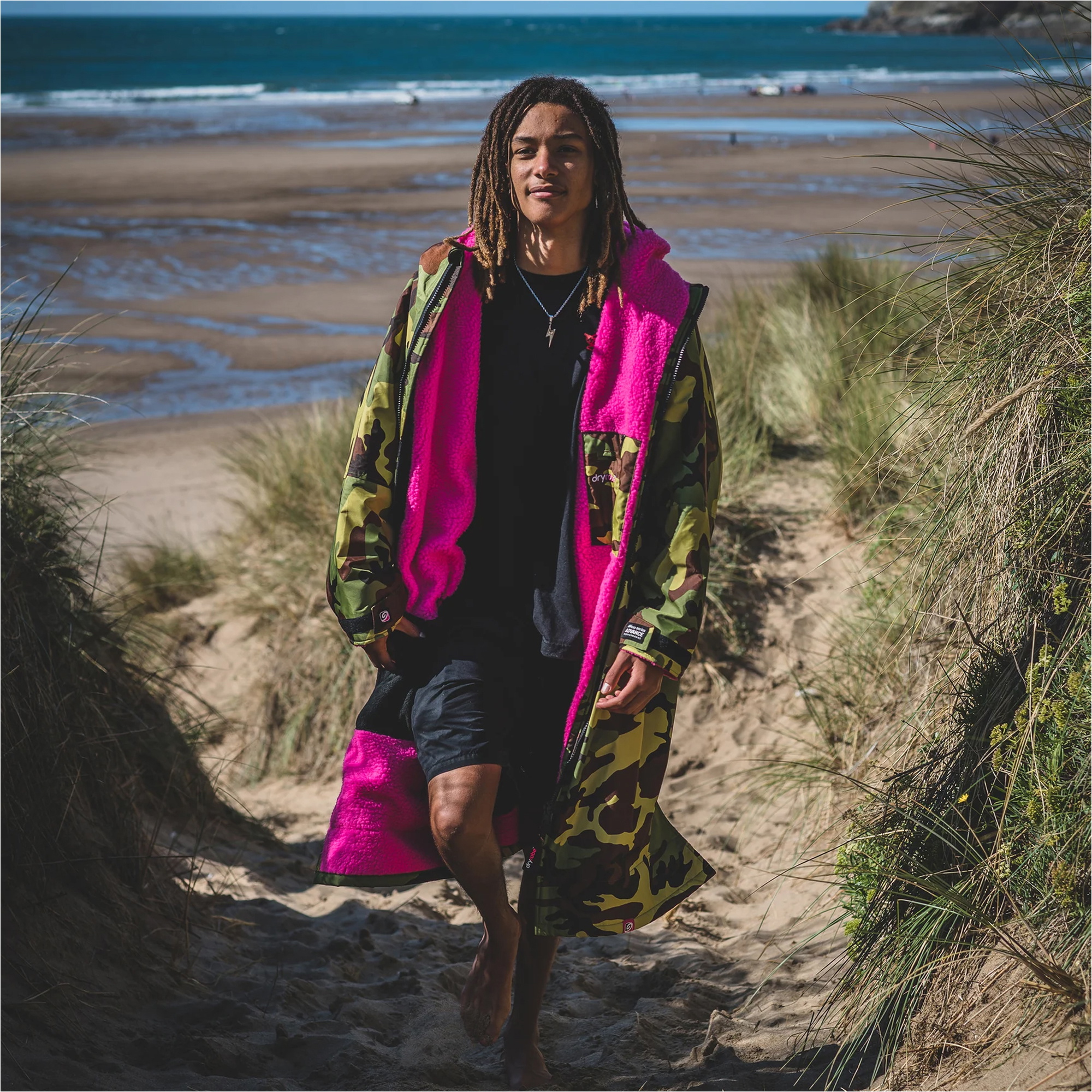2025 Dryrobe Advance Roupão De Troca De Roupa De Manga Comprida V3 DALSV3 - Camuflagem / Pink